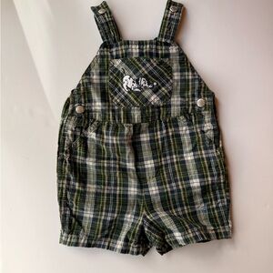 Disney Plaid Green Overalls for Kids